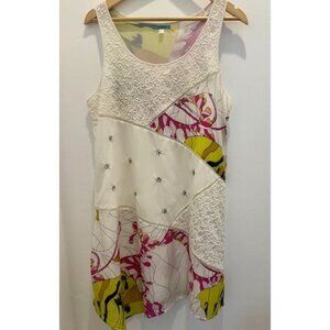 Abercrombie Leifnotes Guari summer patchwork embroidered dress size Large Ivory